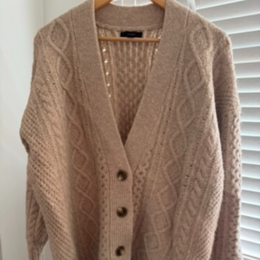 J.Crew oatmeal cable-knit cardigan